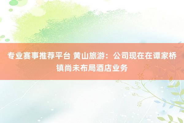 专业赛事推荐平台 黄山旅游:公司现在在谭家桥镇尚未布局酒店业务