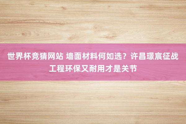 世界杯竞猜网站 墙面材料何如选?许昌璟宸征战工程环保又耐用才是关节