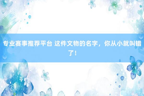 专业赛事推荐平台 这件文物的名字，你从小就叫错了！