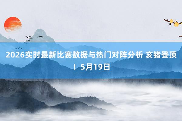 2026实时最新比赛数据与热门对阵分析 亥猪登顶!5月19日