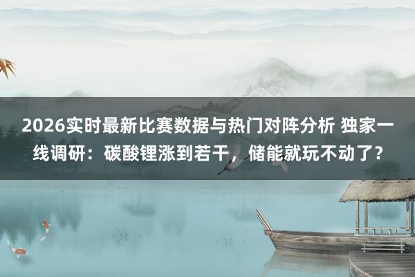 2026实时最新比赛数据与热门对阵分析 独家一线调研:碳酸锂涨到若干,储能就玩不动了?