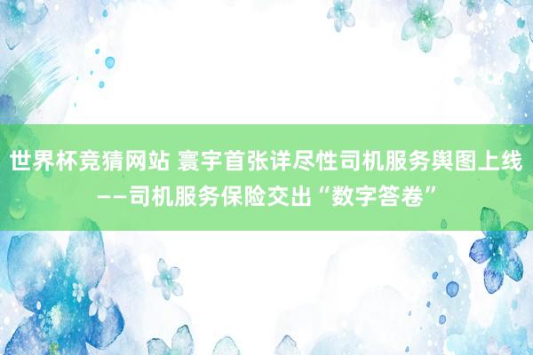世界杯竞猜网站 寰宇首张详尽性司机服务舆图上线——司机服务保险交出“数字答卷”
