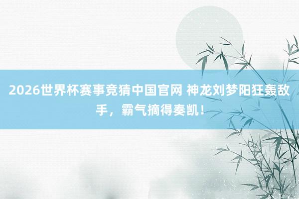2026世界杯赛事竞猜中国官网 神龙刘梦阳狂轰敌手,霸气摘得奏凯!