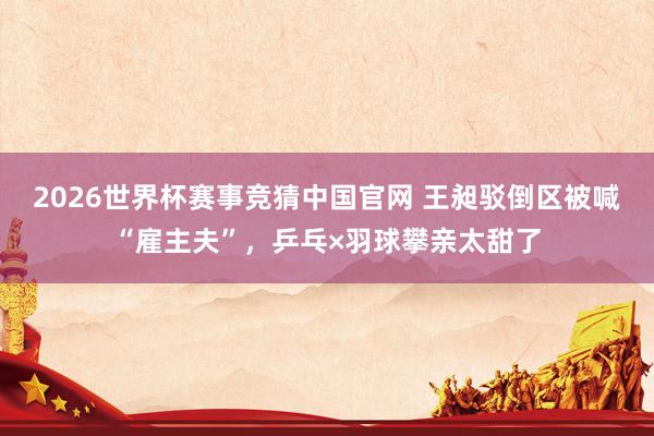 2026世界杯赛事竞猜中国官网 王昶驳倒区被喊“雇主夫”,乒乓×羽球攀亲太甜了