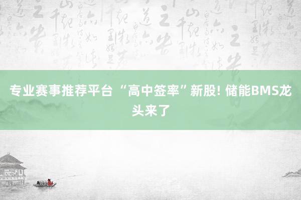 专业赛事推荐平台 “高中签率”新股! 储能BMS龙头来了