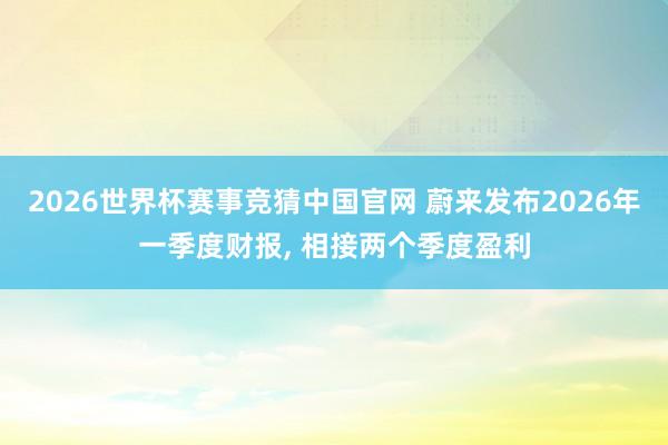 2026世界杯赛事竞猜中国官网 蔚来发布2026年一季度财报， 相接两个季度盈利