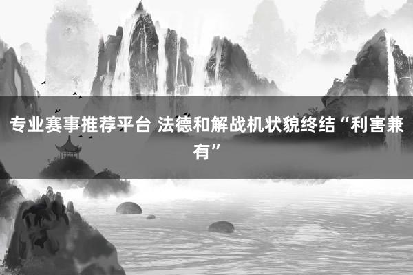 专业赛事推荐平台 法德和解战机状貌终结“利害兼有”