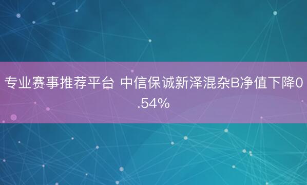 专业赛事推荐平台 中信保诚新泽混杂B净值下降0.54%