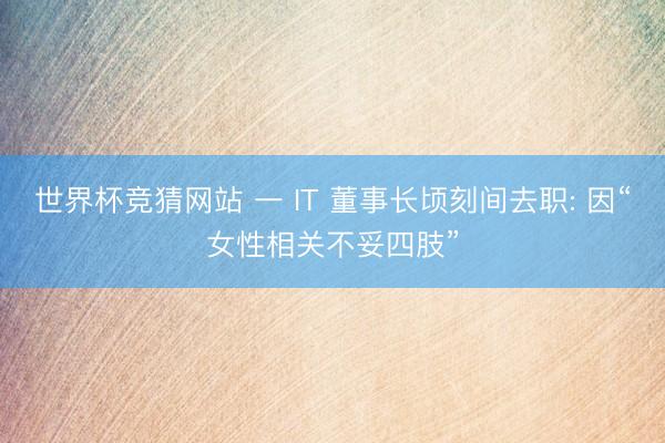 世界杯竞猜网站 一 IT 董事长顷刻间去职: 因“女性相关不妥四肢”
